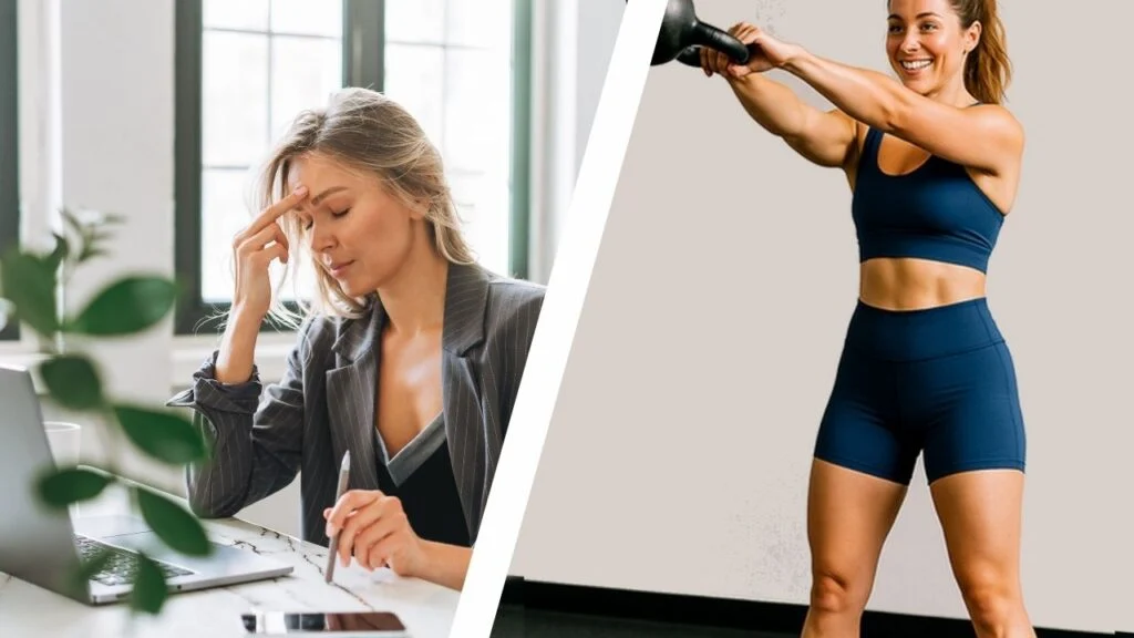 desk worker sitting all day but training with kettlebells after work